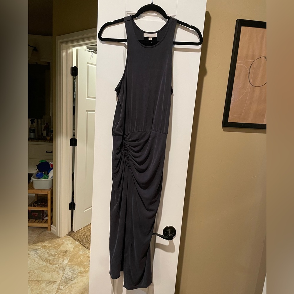 Anthropologie Moulinette Soeurs Gray Gathered Ruched Jersey Midi Dress Small